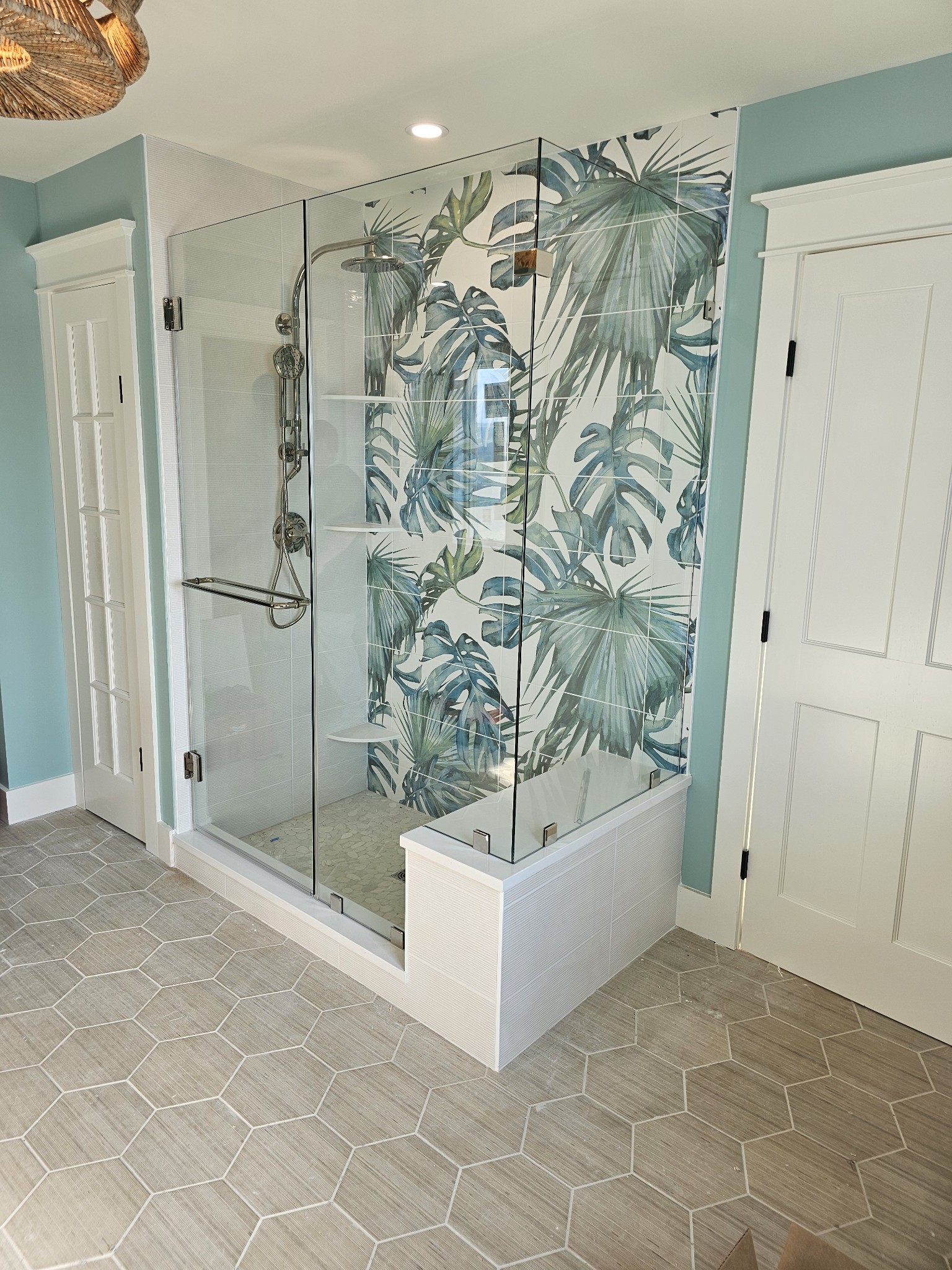 Frameless glass shower enclosure installation in Delaware
