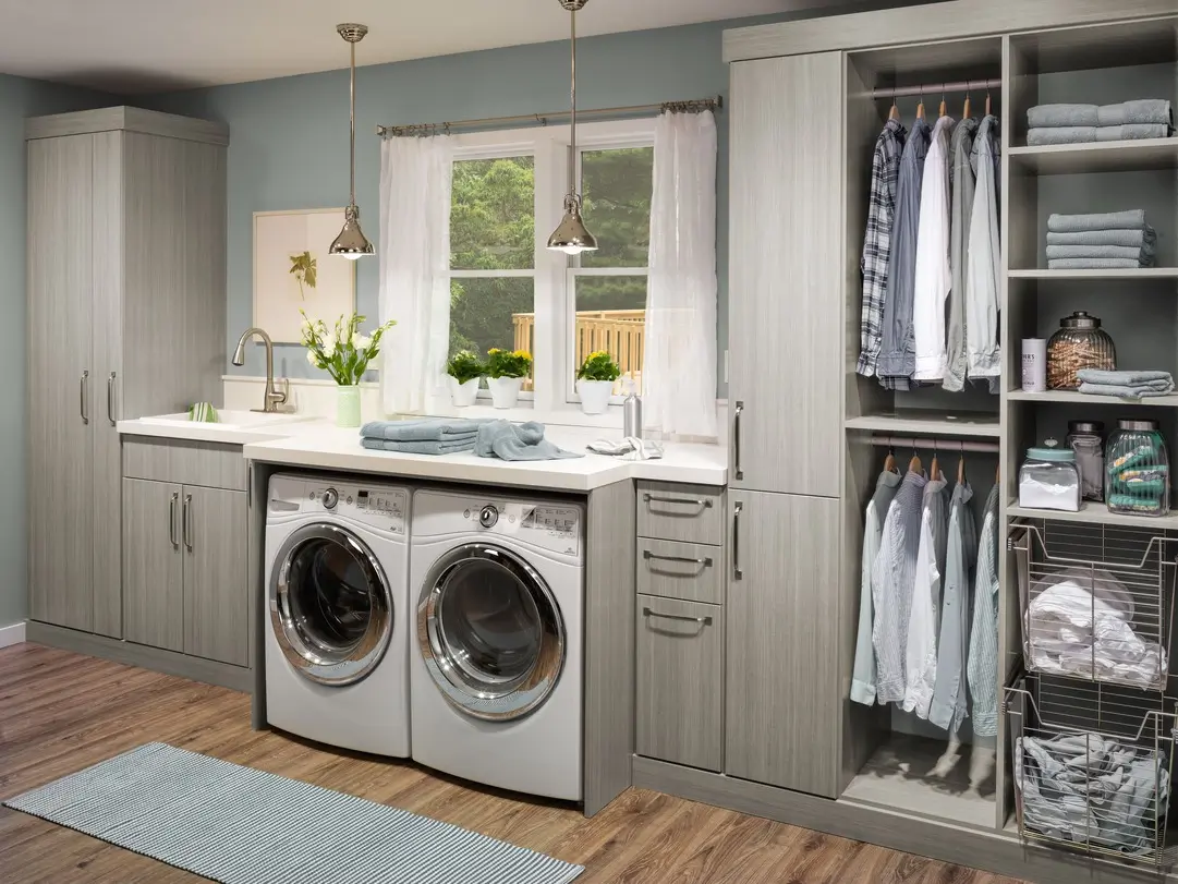 Custom laundry room with built-in cabinetry