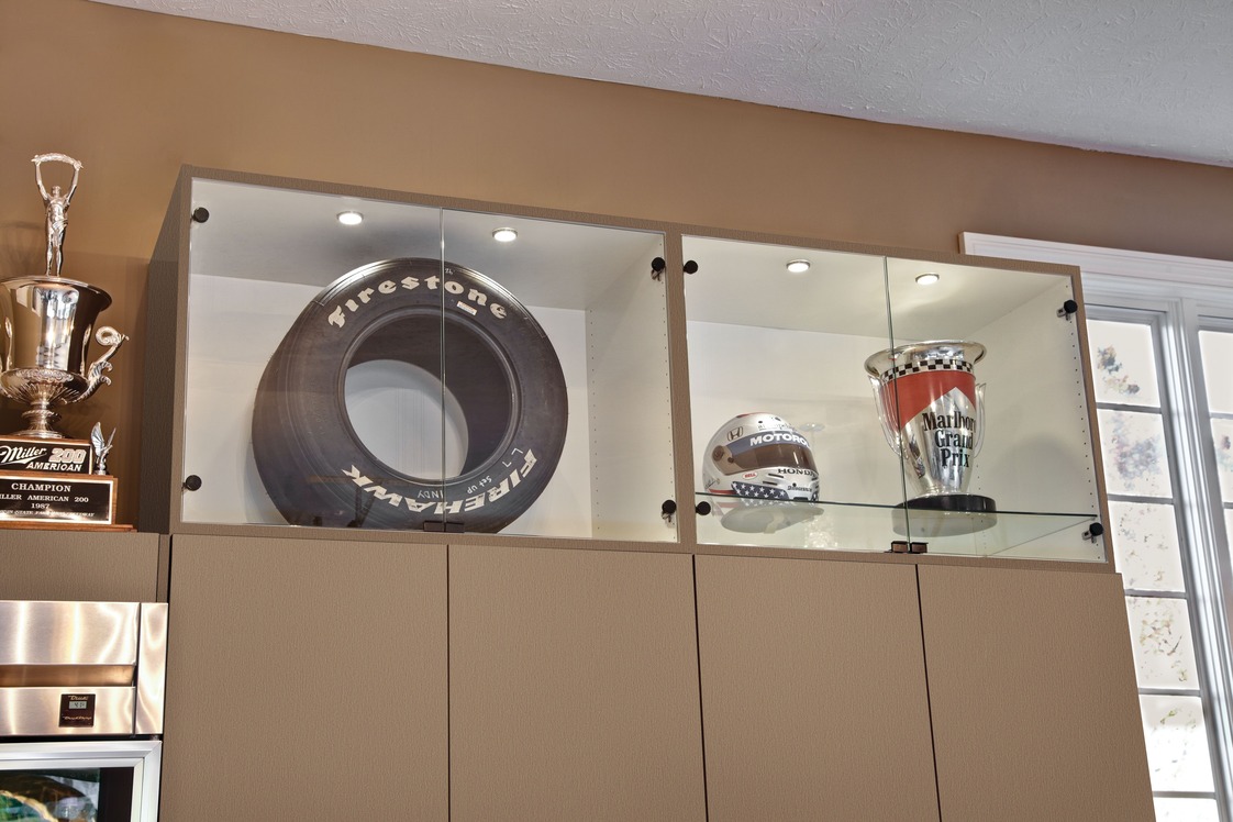 Custom garage wall organization system with slatwall panels