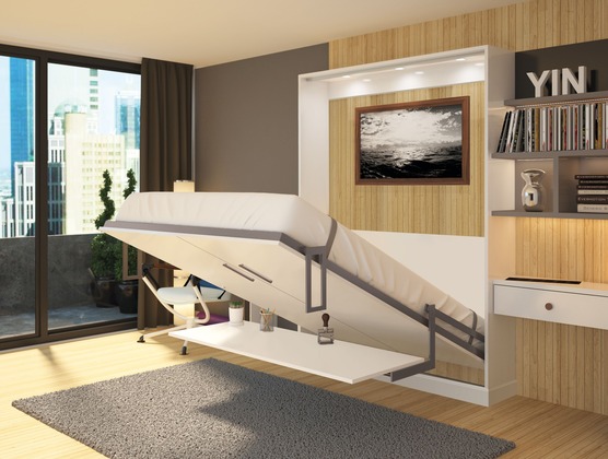 Custom murphy bed installation — wall bed with built-in cabinetry in Delaware home